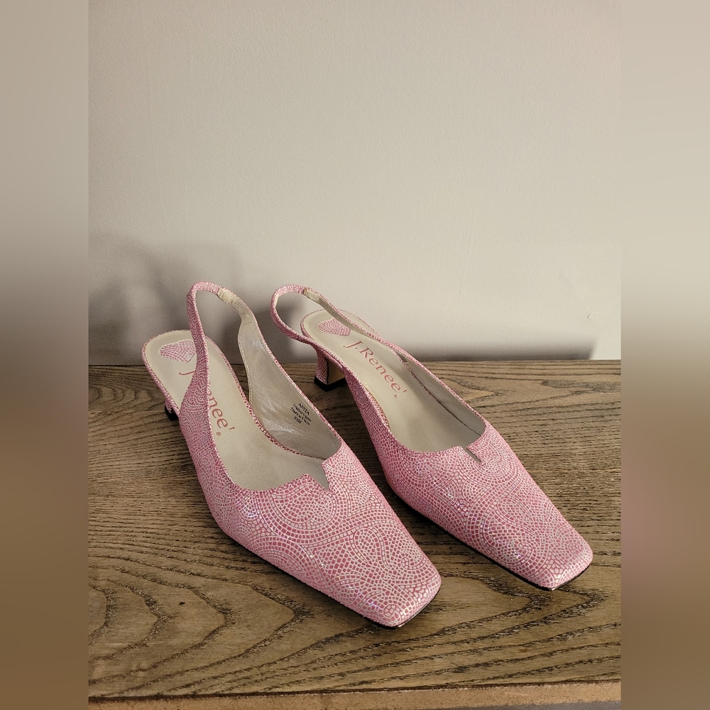 J.Renee Pink Slingback Low Heel (Height 2"), Size 8.5 N